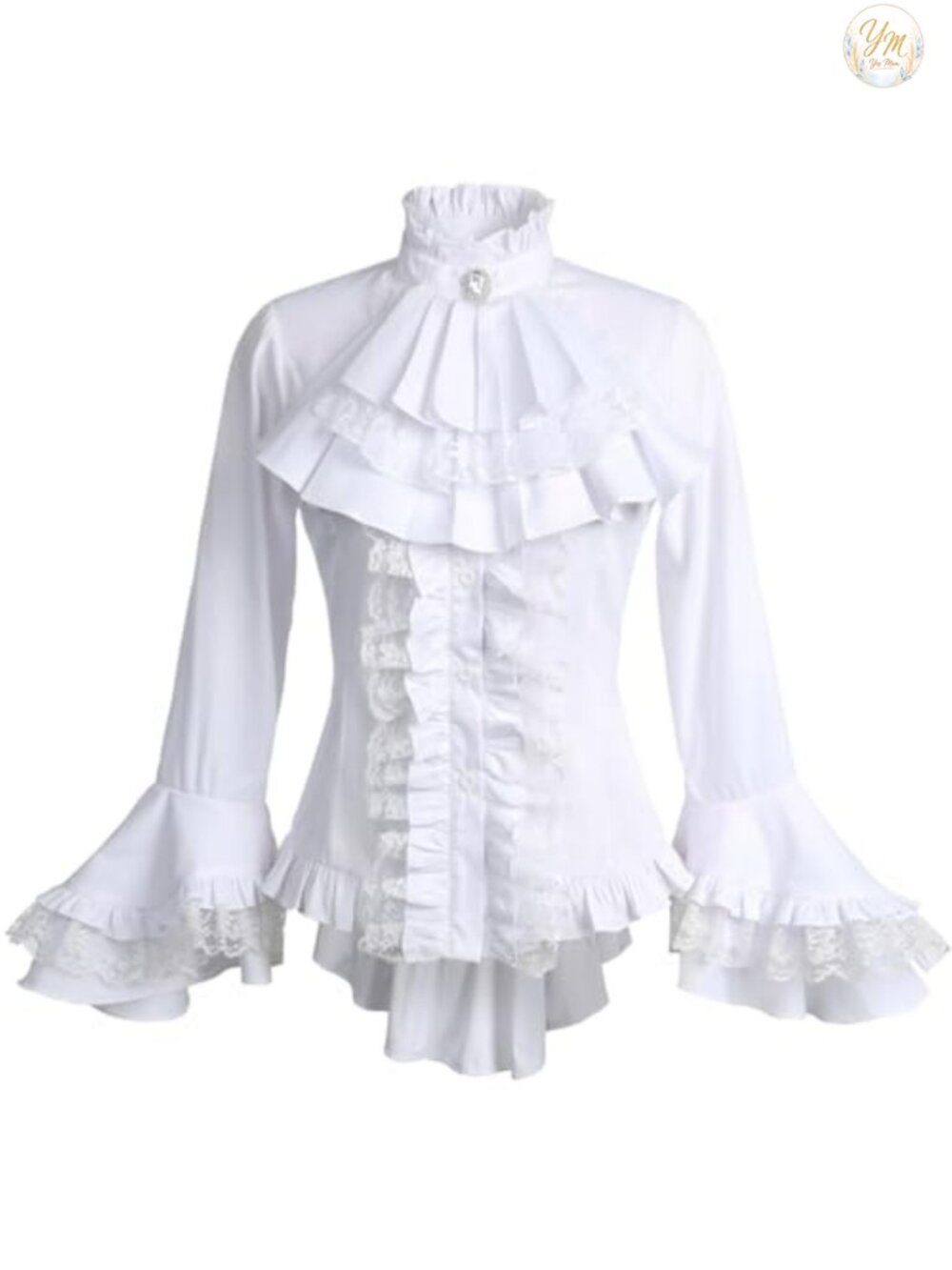 Victorian Lace Ruffle Button Down Blouse Steampunk Cosplay Top